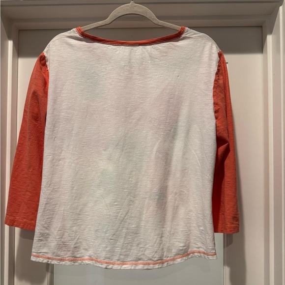 WEEKENDS BY CHICOS Orange Floral Print Long Sleeve Top Size M Casual Comfy Boho - Picture 6 of 17